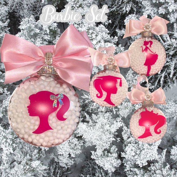 Christmas Ornament Set 4, Custom Ornaments, Barbie Inspired Gift, Personalized - Picture 5 of 16